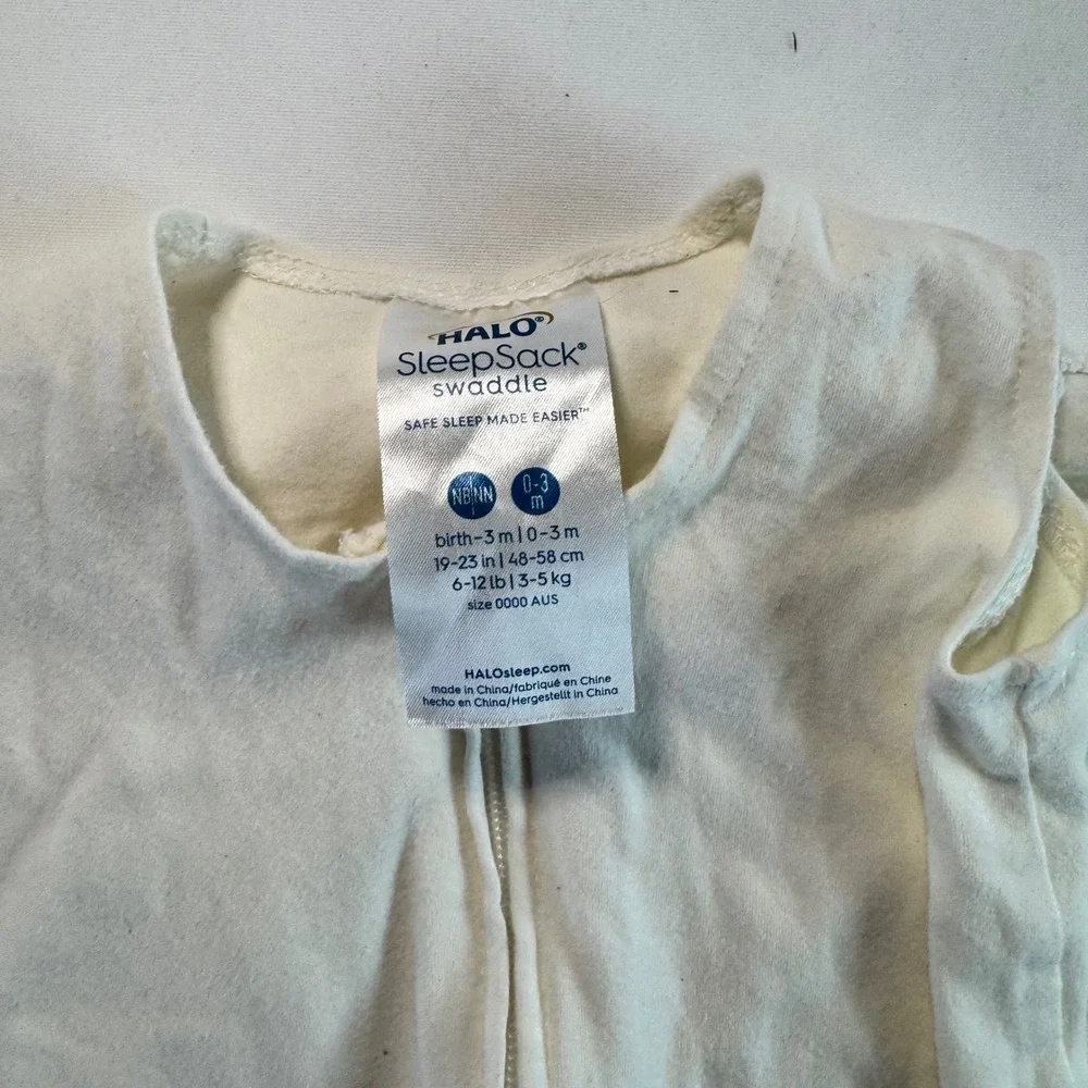 Halo SleepSack Swaddle 0-3 Months Cream Cotton Adjustable 3-Way Wrap Blanket Top